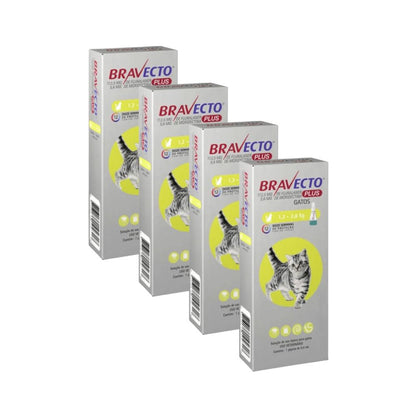 Pack 4 x Bravecto Plus Gato 1.2 - 2.8 kg (112.5mg)