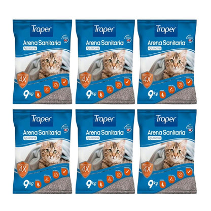 Pack 6x Arena Sanitaria para Gato Traper 9 kg