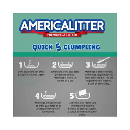America Litter Quick Clumping Sin Aroma 15 kg