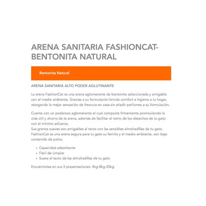 Pack 2x Arena Sanitaria Fashion Cat Bentonita 40 kg
