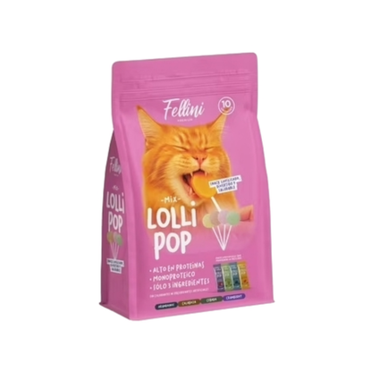 Fellini Snack Lollipop Mix Sabores Gato 10 Unidades