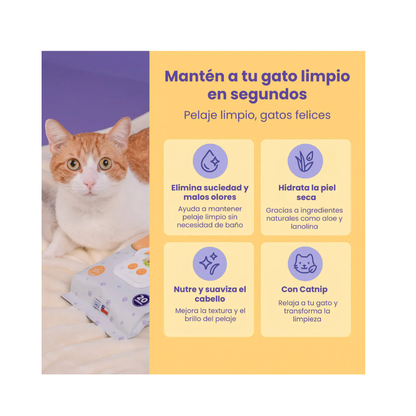 Guantes Húmedos de Limpieza Gato 20 Unidades