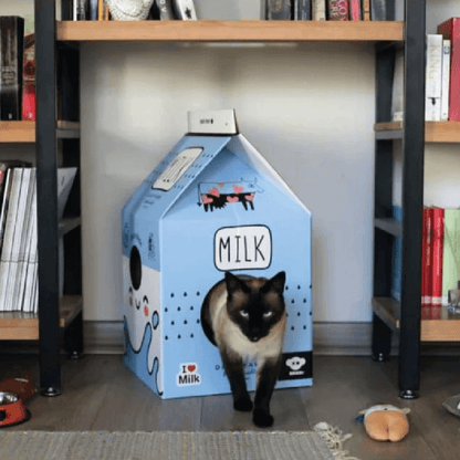 Maxi Caja Leche Azul Con Rascador