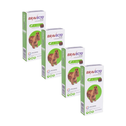 Pack 4x Bravecto Perro 10 - 20 kg (500mg)