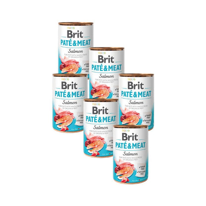 Pack 6x Lata Brit Pate & Meat Salmón 400 g