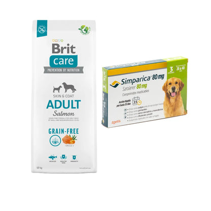 Pack Brit Care Adult Salmon 12 kg + Simparica 3 Comprimidos