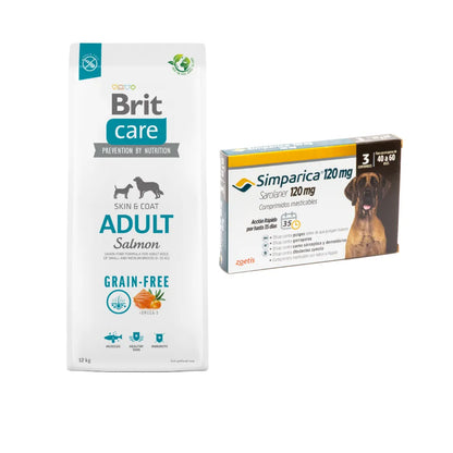Pack Brit Care Adult Salmon 12 kg + Simparica 3 Comprimidos