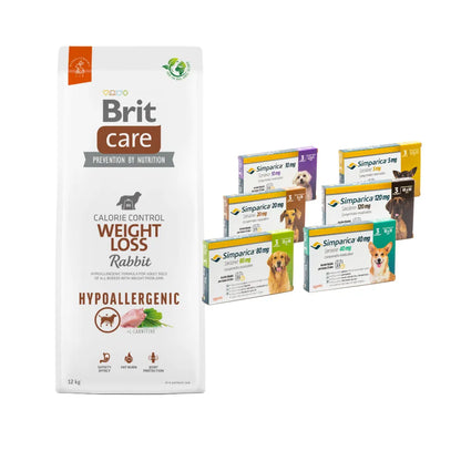 Pack Brit Care Weight Loss Rabbit 12 kg + Simparica 3 Comprimidos