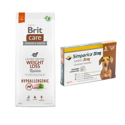 Pack Brit Care Weight Loss Rabbit 12 kg + Simparica 3 Comprimidos