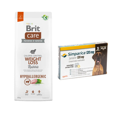 Pack Brit Care Weight Loss Rabbit 12 kg + Simparica 3 Comprimidos