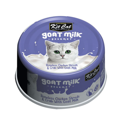 Pack 24x Kit Cat Goat Milk Gourmet Chicken & Crab 70Gr