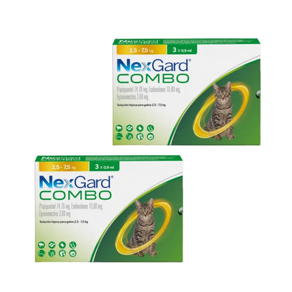 Pack x2 NexGard Combo Gato x3 2,5 a 7,5 kg