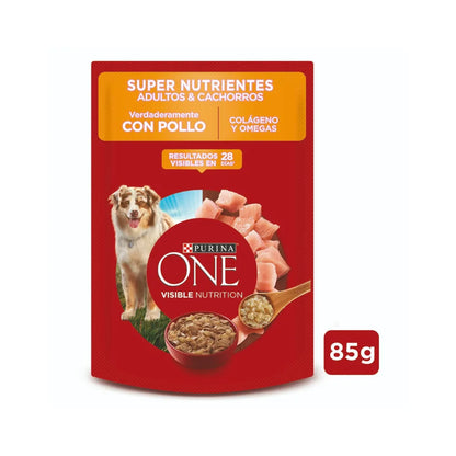PURINA ONE® Adultos y Cachorros Super Nutrientes Sobre 85 g