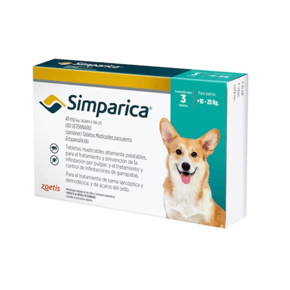 Simparica en 3 Comprimidos de 40 mg (10 a 20kg)