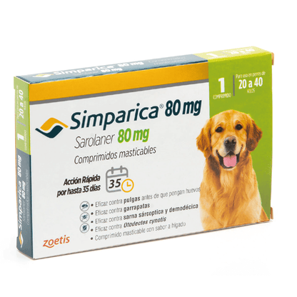 Simparica 80 mg (20 a 40 kg) en 1 comprimido