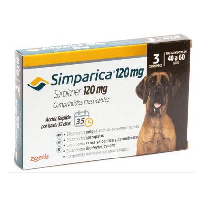 Simparica en 3 comprimidos de 120 mg (40 a 60 kg)