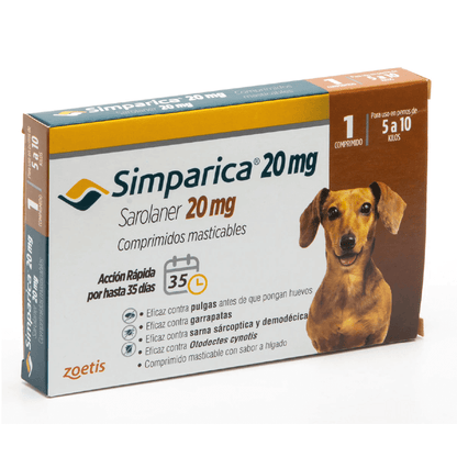 Simparica 20 mg (5 a 10 kg) en 1 comprimido