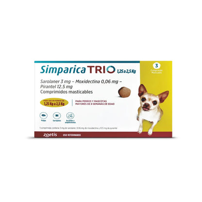 Simparica Trio en 3 comprimidos (1.25 a 2.5 kg)