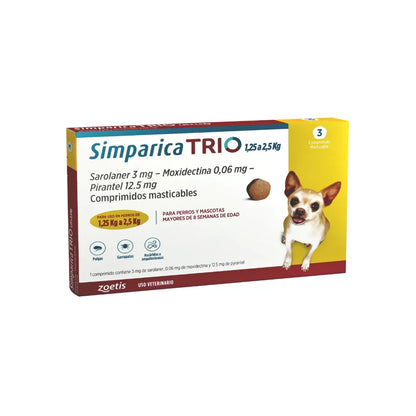 Simparica Trio en 3 comprimidos (1.25 a 2.5 kg)
