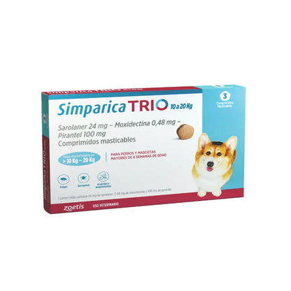 Simparica Trio en 3 comprimidos (10 a 20 kg)