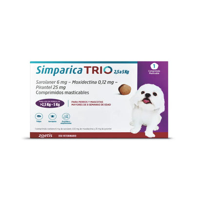 Simparica Trio (2.5 a 5 kg) en 1 comprimido