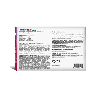 Simparica Trio en 3 comprimidos (2.5 a 5 kg)