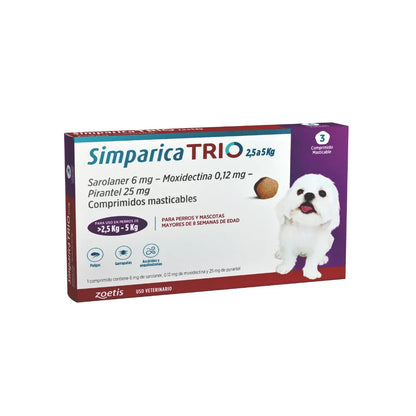 Simparica Trio en 3 comprimidos (2.5 a 5 kg)