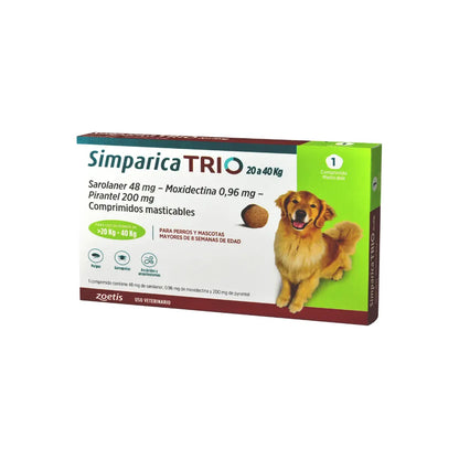 Simparica Trio en 3 comprimidos (20 a 40 kg)